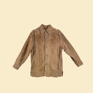 1990s L leather jacket by Pronto Uomo, vintage mens brown button down jacket